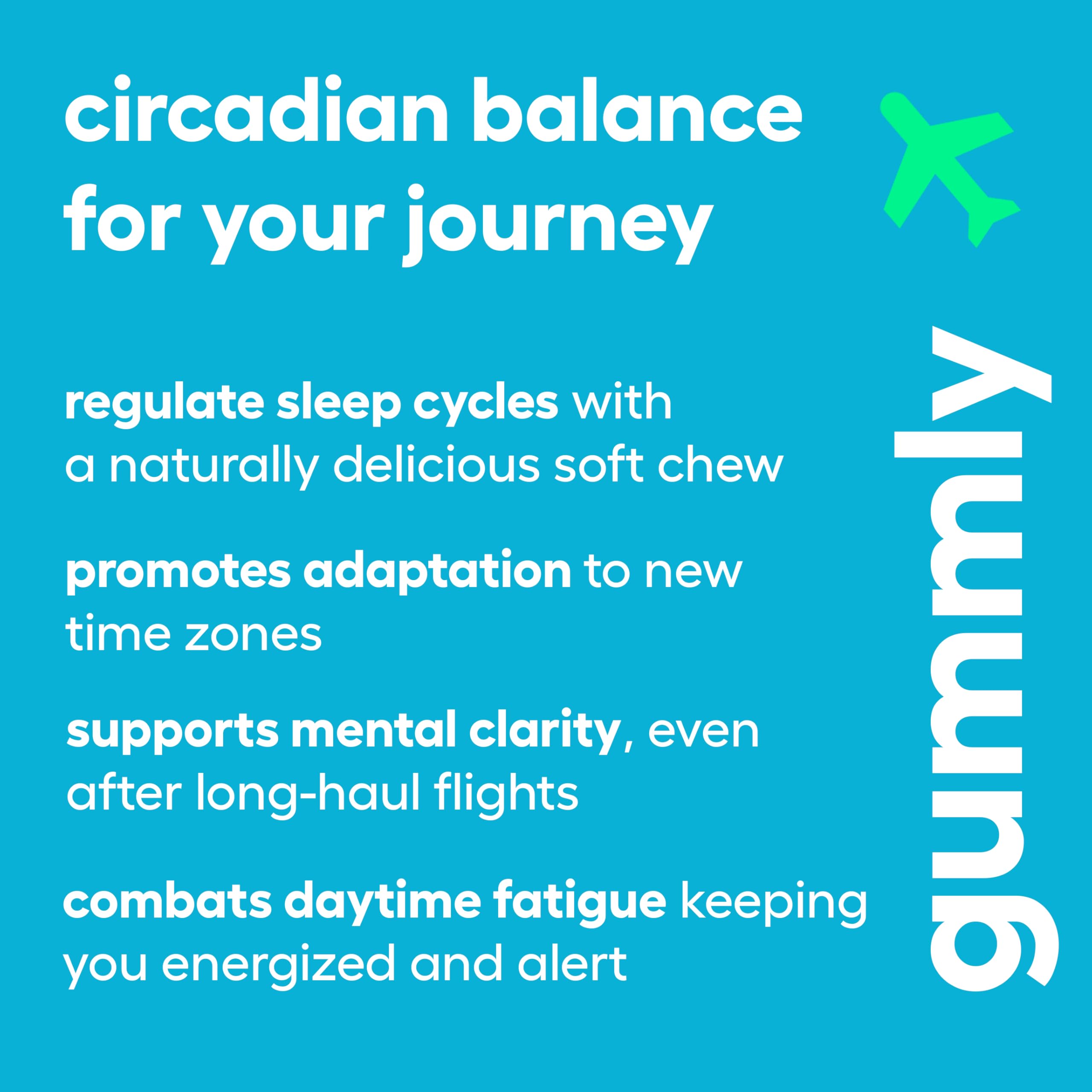 Gummly bottle highlighting immune support during travel.
