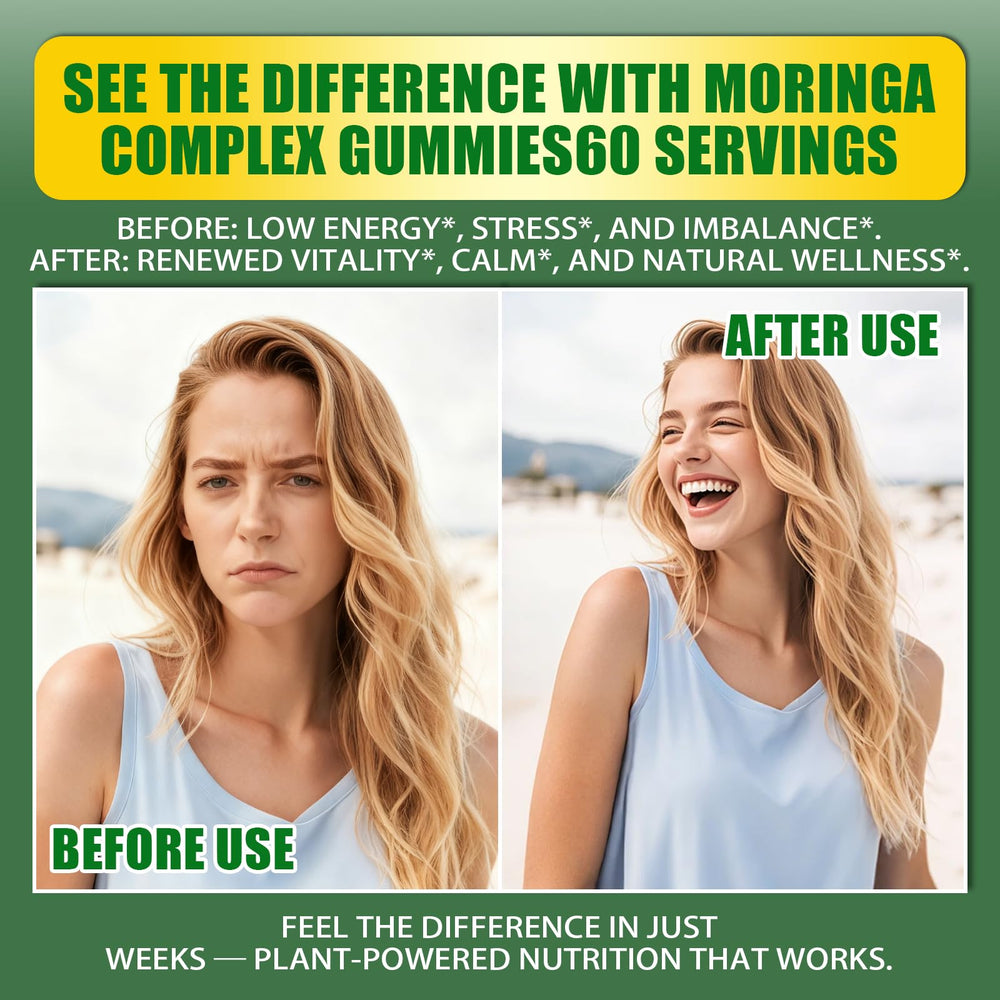 GUMTRACT Moringa Gummies package shows vegan and gluten-free features.