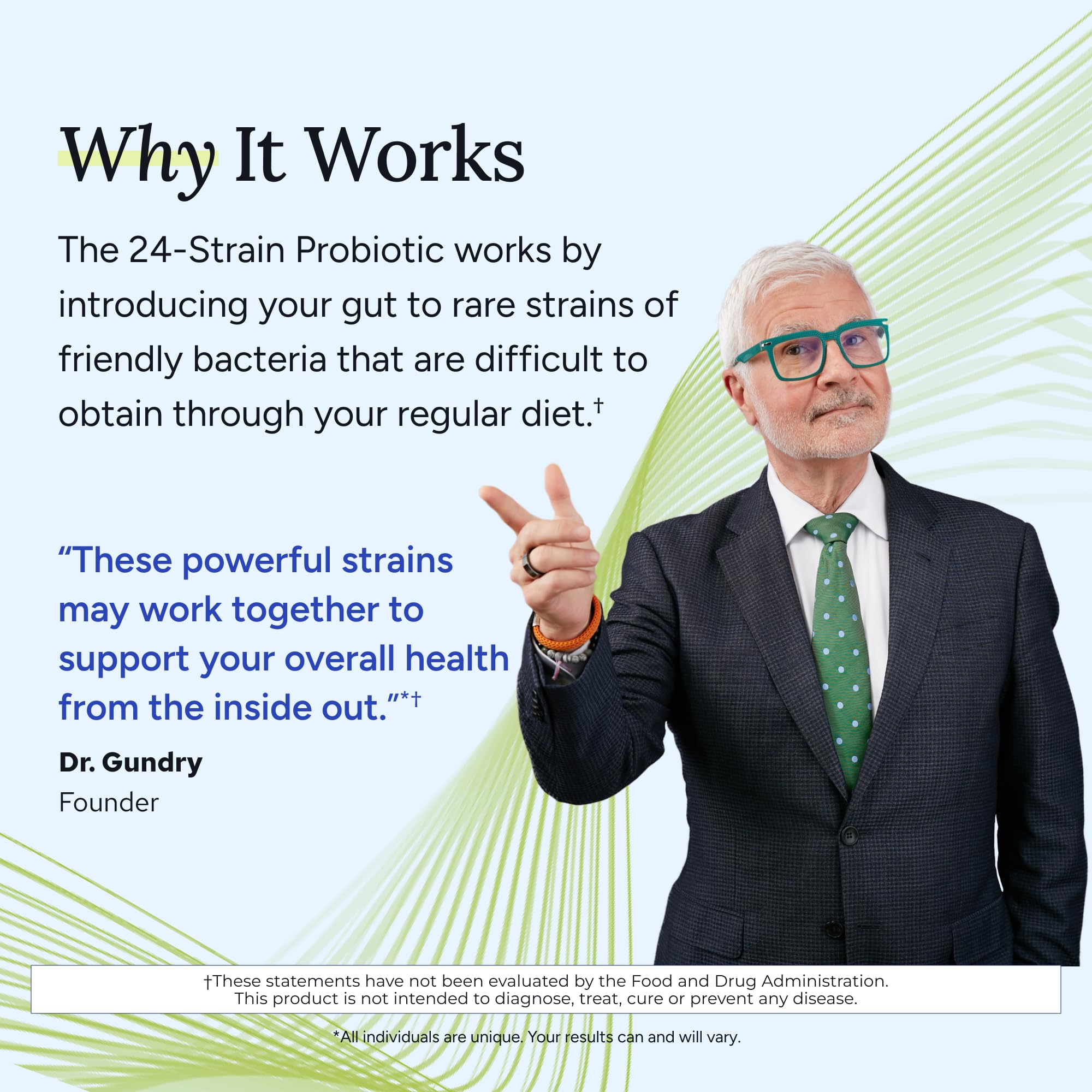 Gundry MD 24 Strain label detail emphasizes probiotic blend