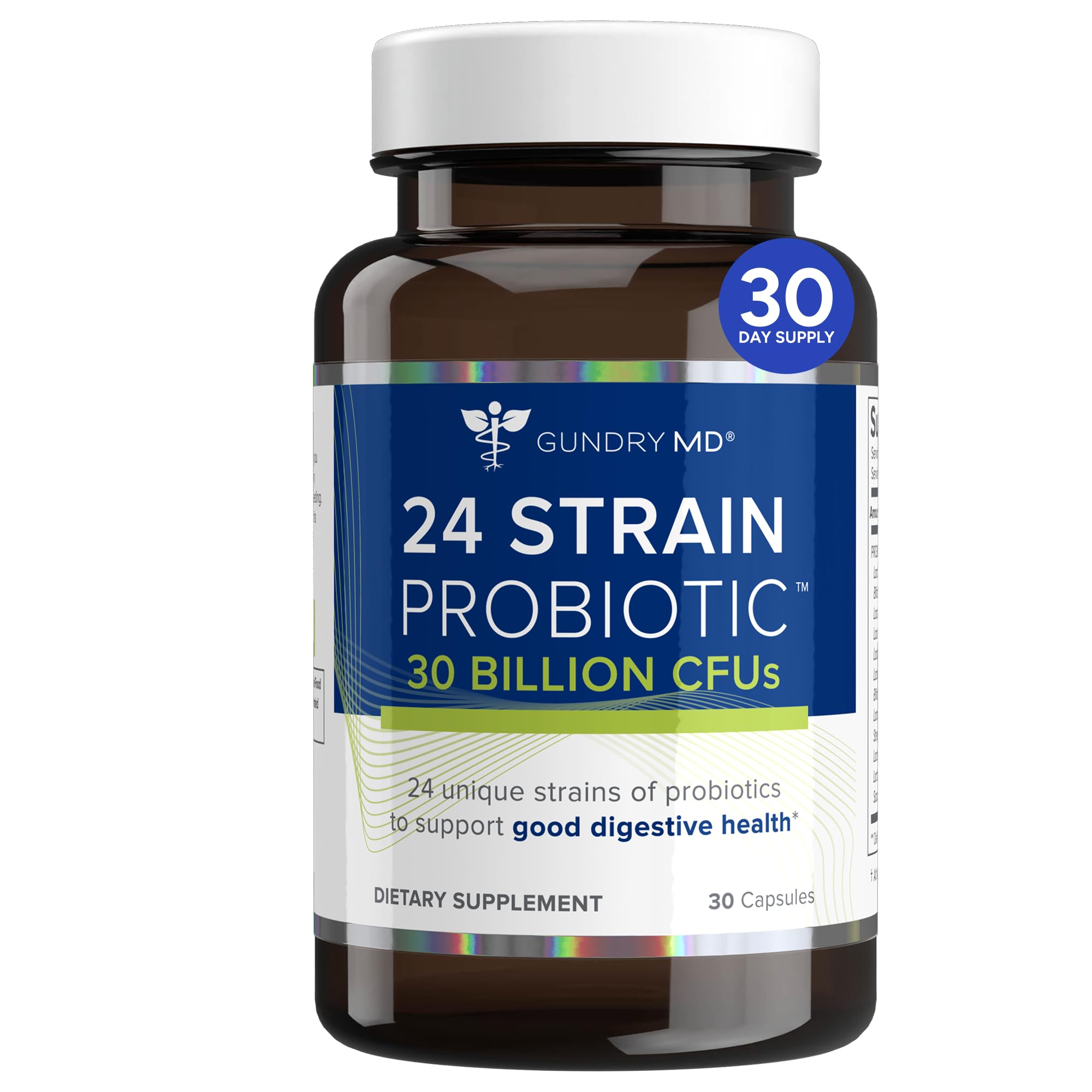 Gundry MD 24 Strain probiotic bottle front supports gut balance and daily wellness