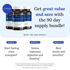 Gundry MD Bio Complete 3 bottle label closeup highlights the 3-in-1 blend.