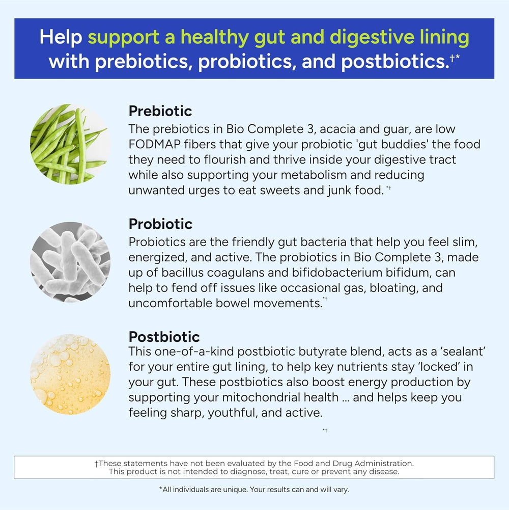 Gundry MD Bio Complete 3 capsules on table conveys simple routine use.