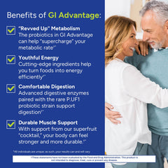 GI Advantage capsules ready for daily digestion support with water.