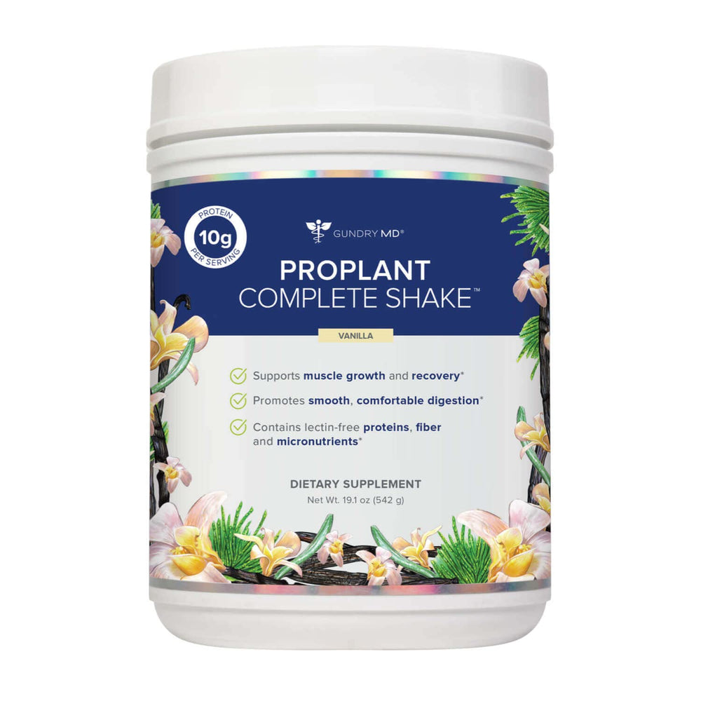 Gundry MD Pro Plant Complete Shake vanilla bottle pour showing easy protein delivery