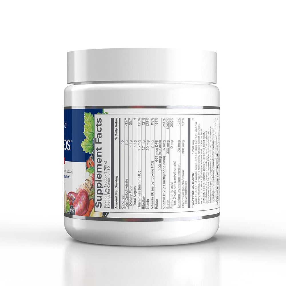 Gundry MD Vital Reds powder dissolving in water showing quick-dissolve berry formula.