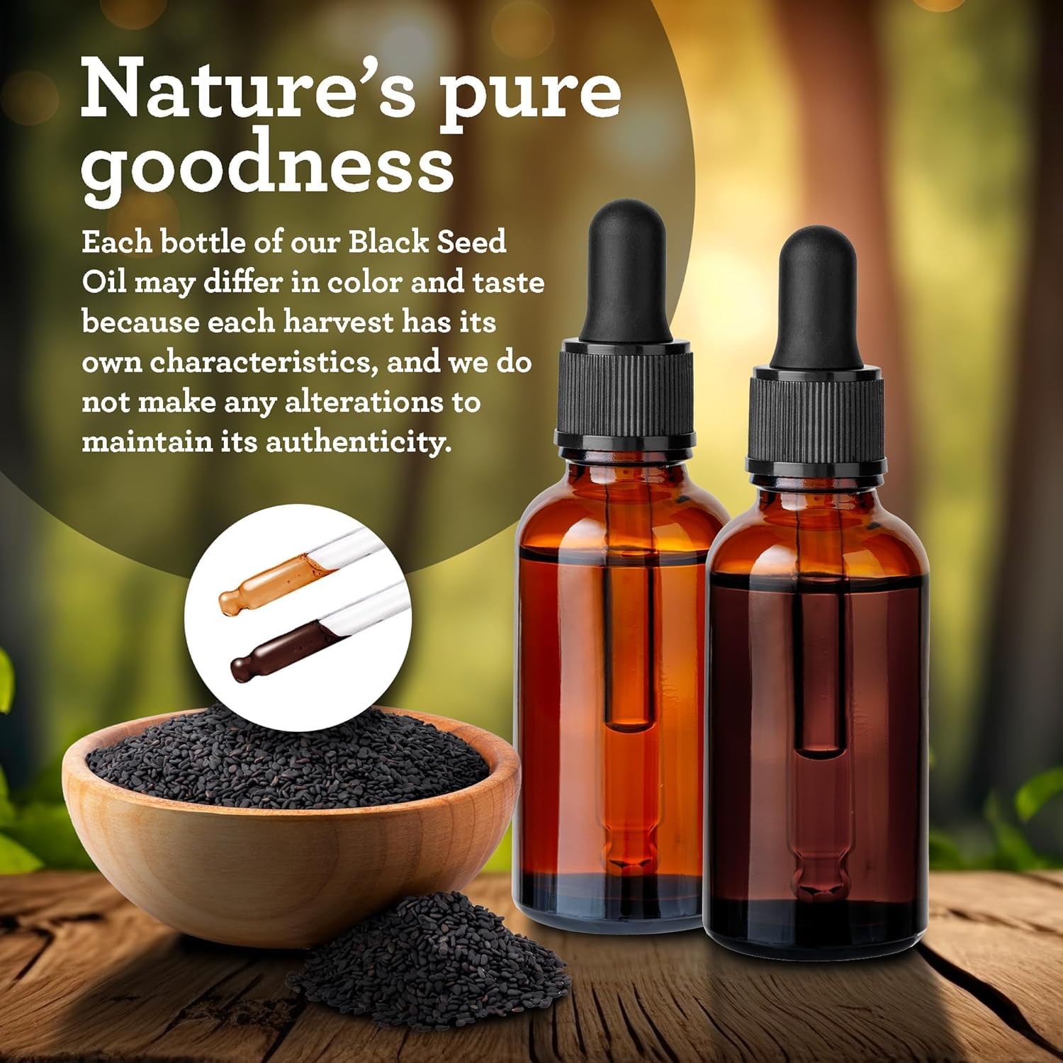 GuruNanda Black Seed Oil Non-GMO seal indicating clean ingredients.