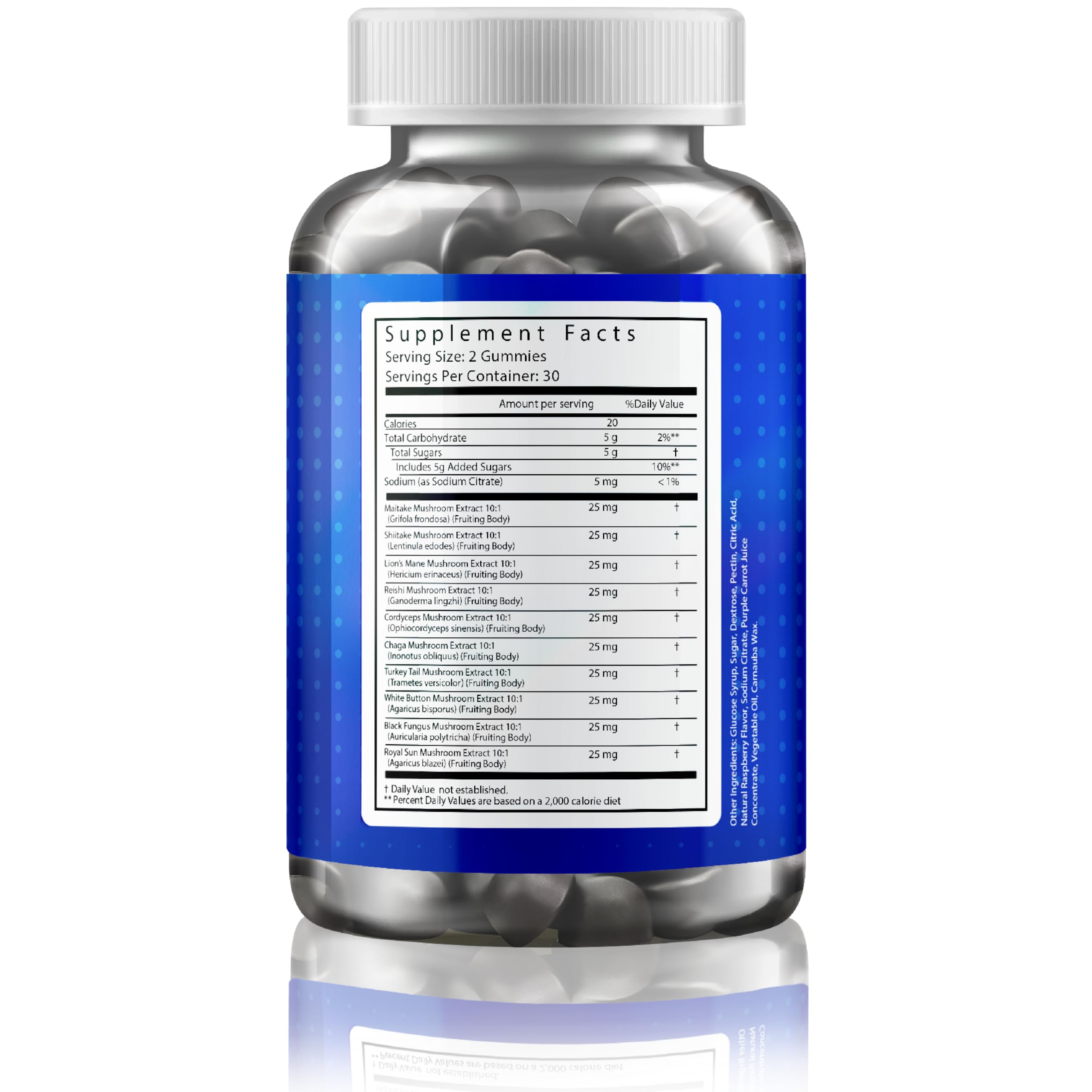 Gusevit Mushroom Gummies bottle on desk for on-the-go use