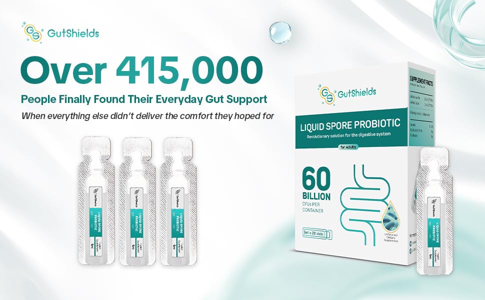 Pouring Gut Shields probiotic bottle for easy daily dosing