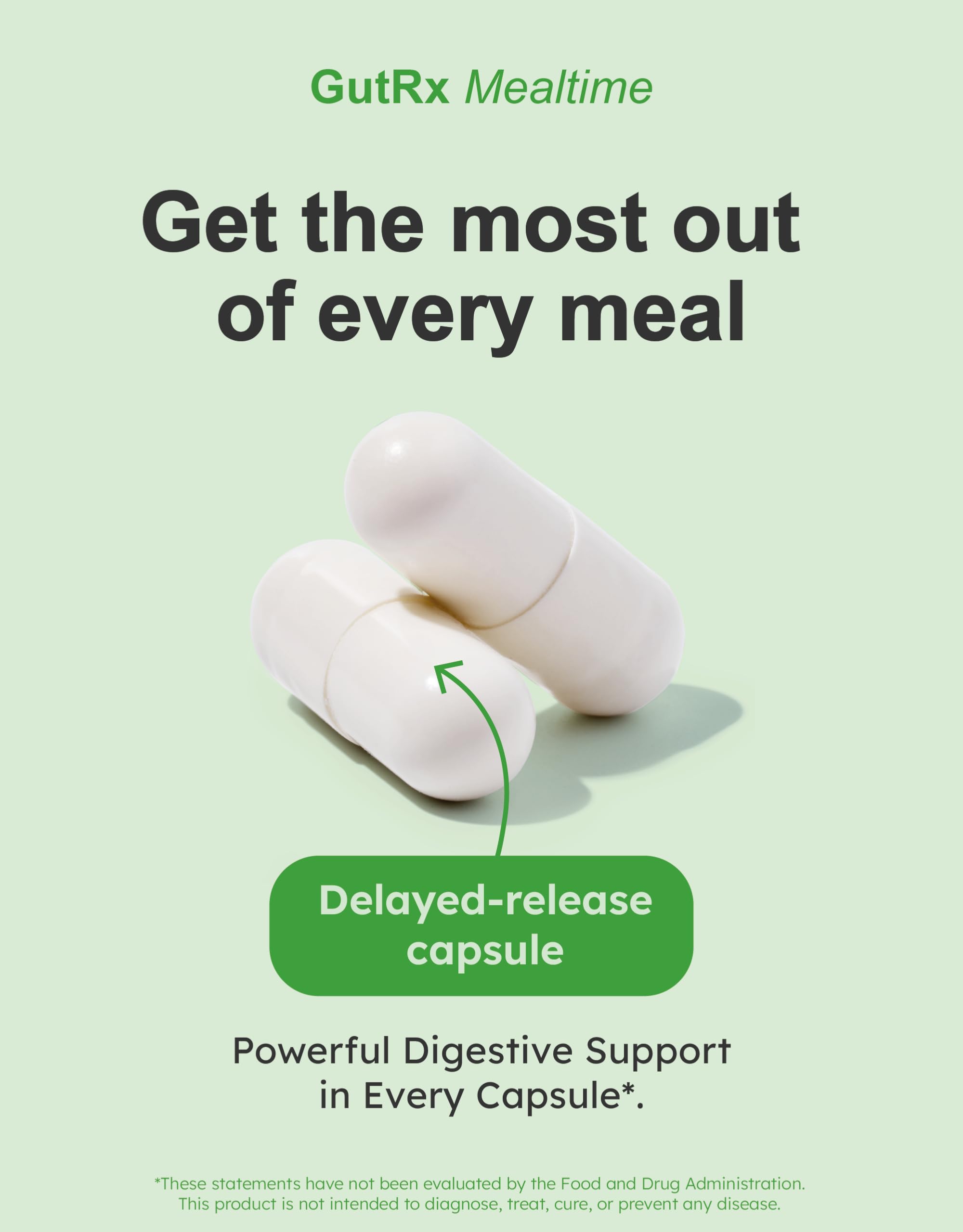 GutRx Mealtime packaging display highlighting vegan and non-GMO credentials.