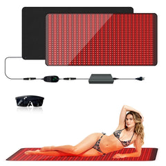 GUYULUX red light therapy mat in full-body setup for relaxation