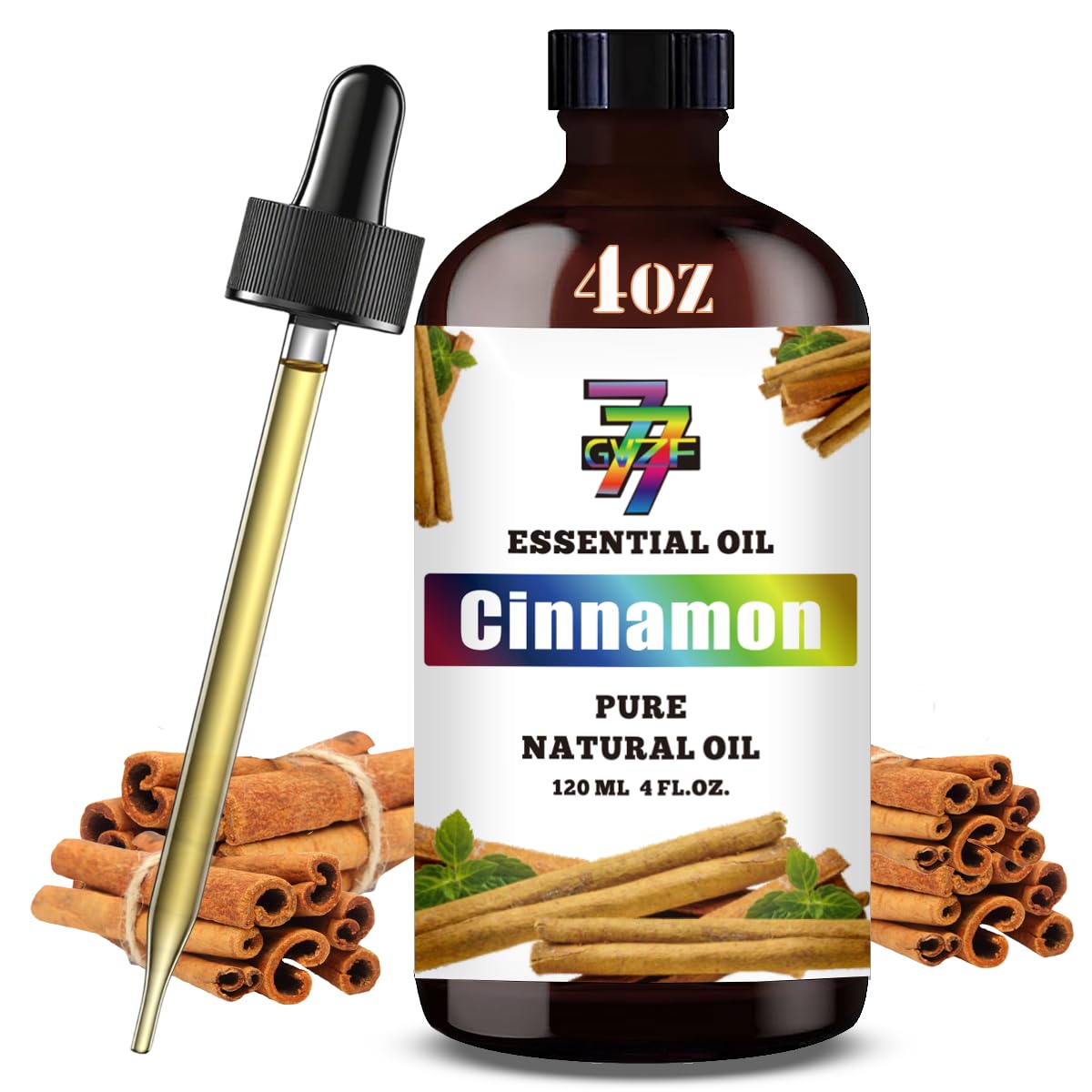 GV77ZF Cinnamon Essential Oil bottle ready for aromatherapy and diffusion.