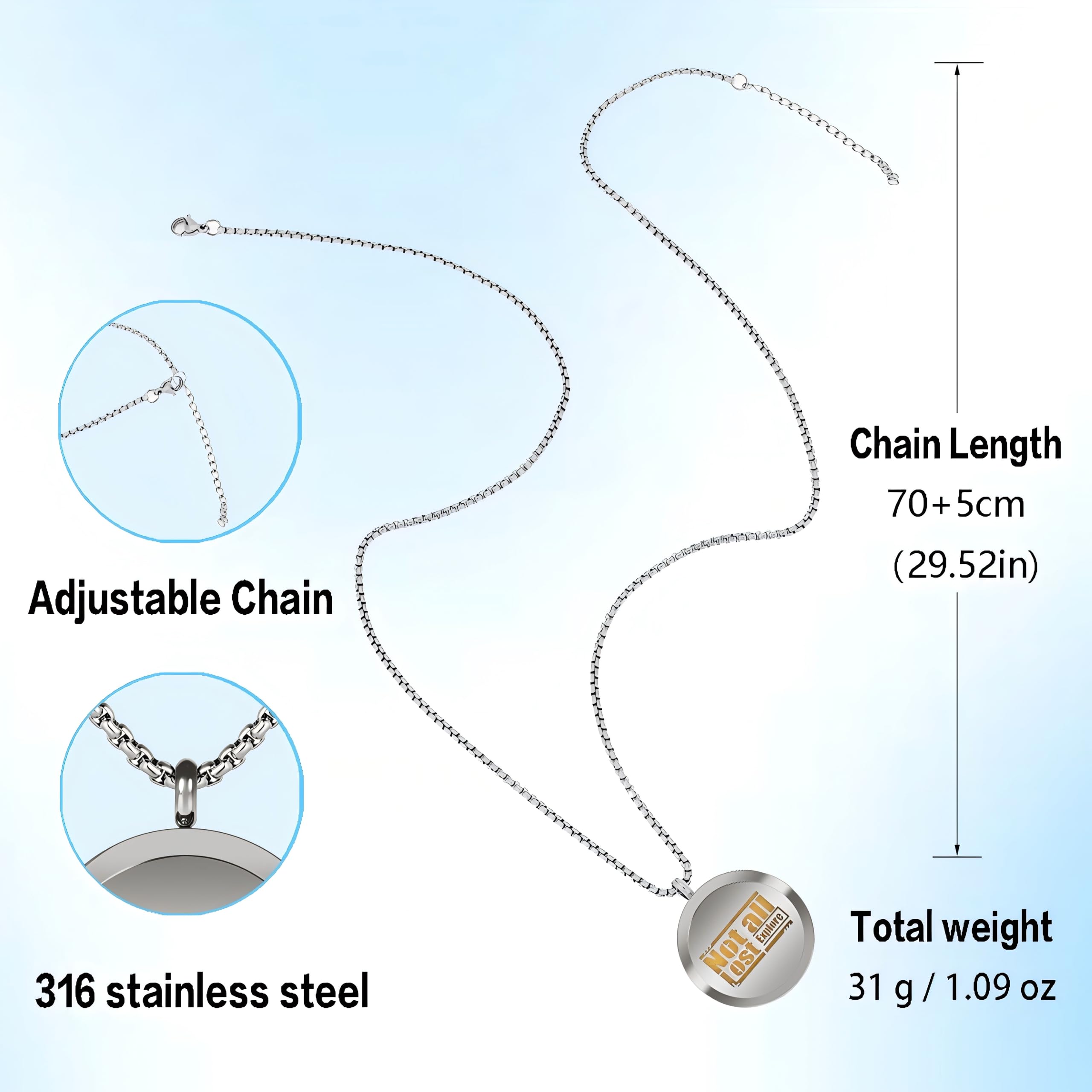 GV77ZF silver-tone chain length 27.56 inches for versatile styling