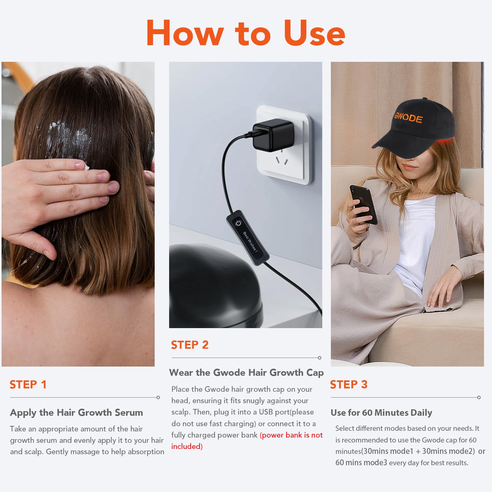 GWODE safe, non-invasive approach with low-level light for scalp vitality.