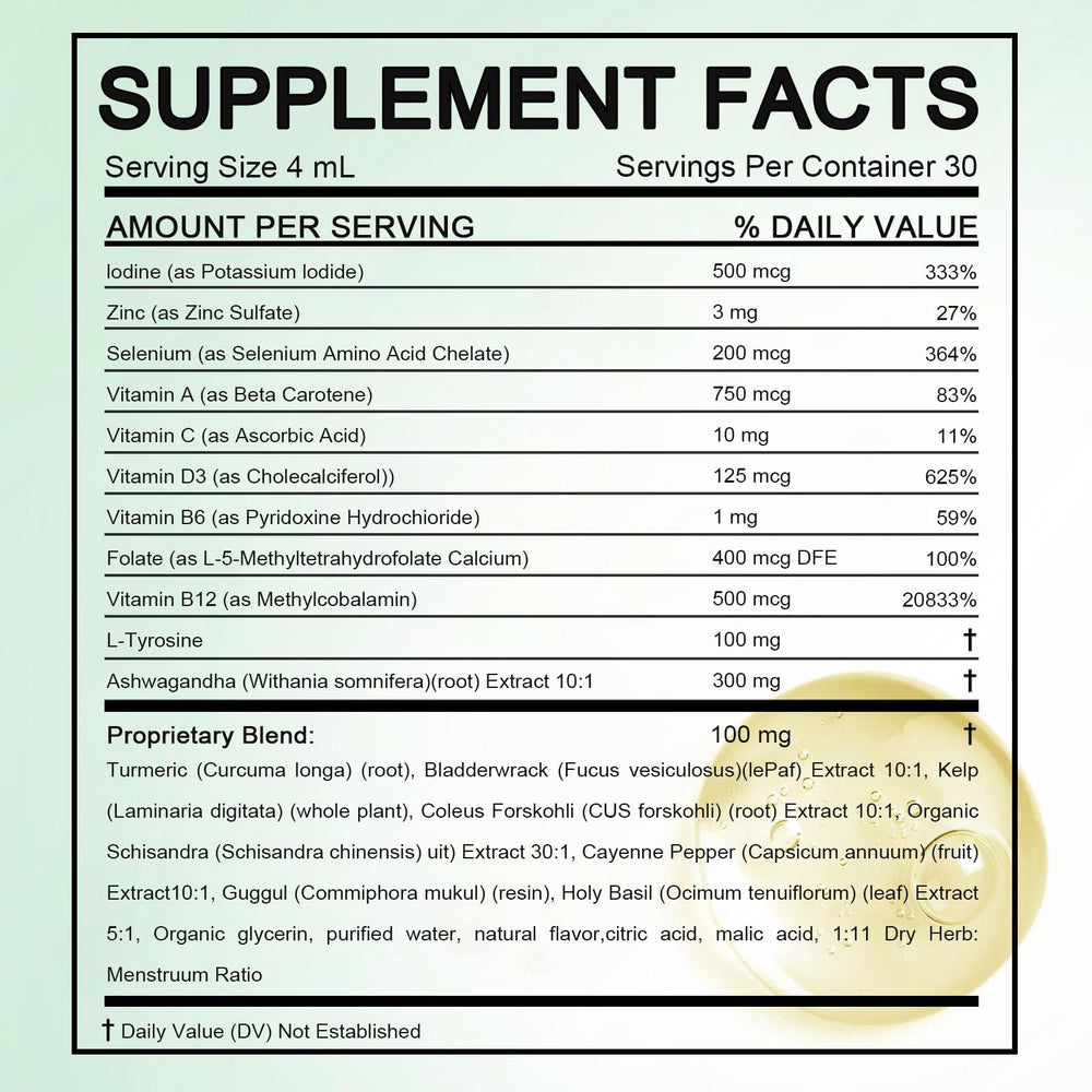 GXSAE Kindled Thyroid Support drops measure with dropper for precise daily intake.