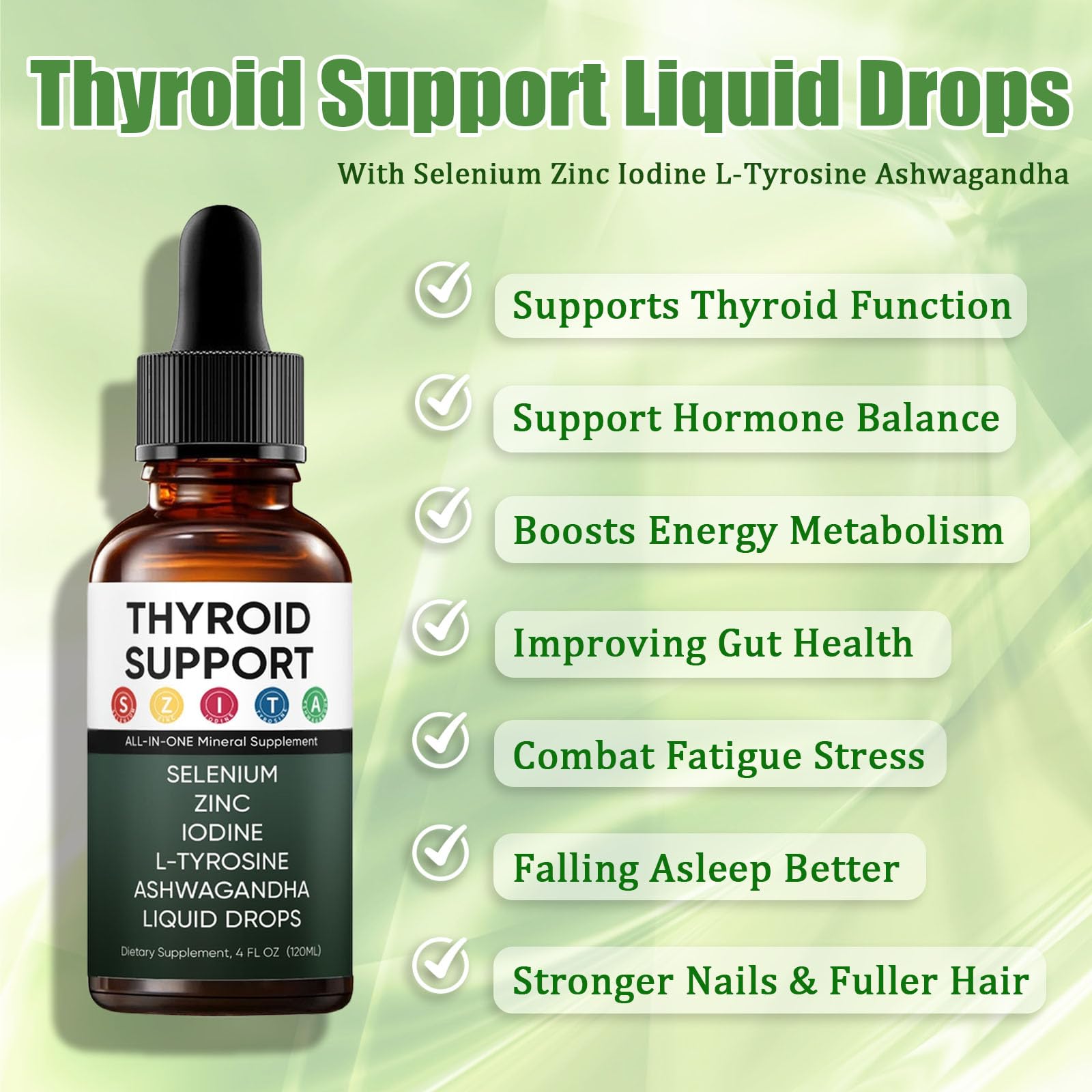 GXSAE Kindled Thyroid Support drops pour, berry flavor for easy dosing.