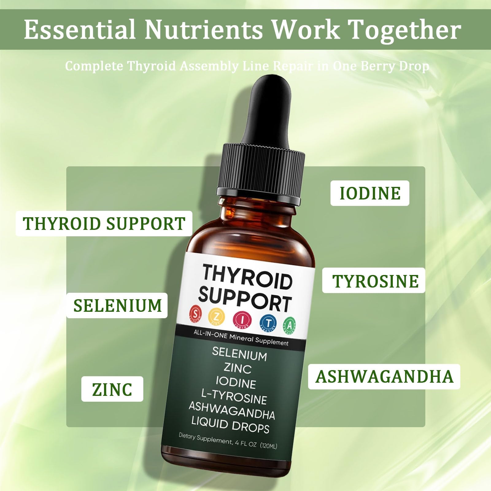 GXSAE Kindled Thyroid Support ingredients list highlighting complete micronutrient blend.