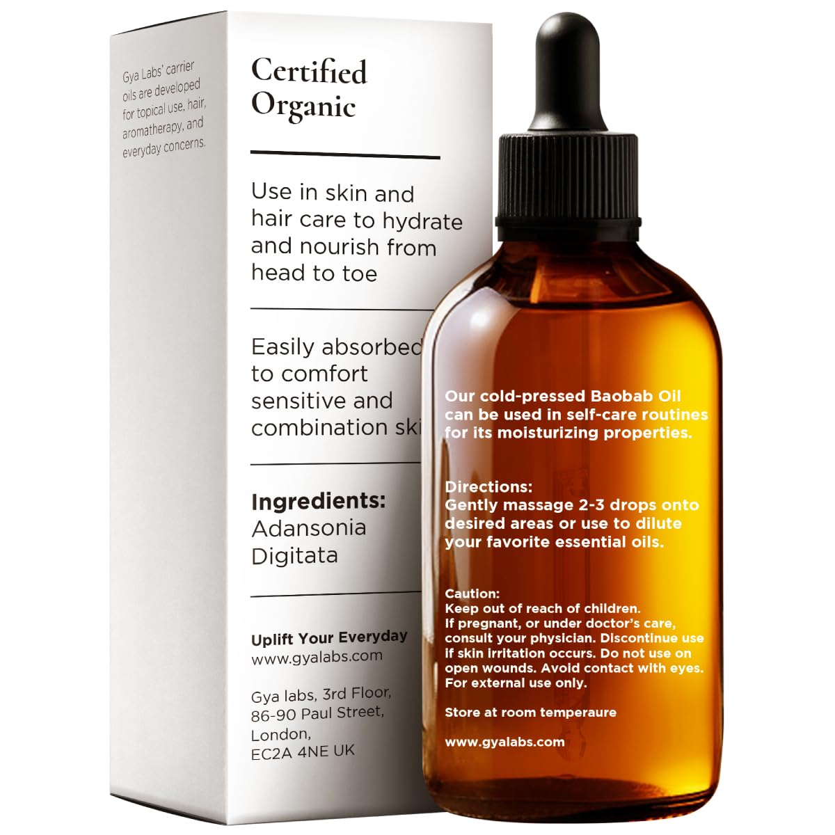 Gya Labs Baobab Oil dropper for precise application and scalp nourishment.