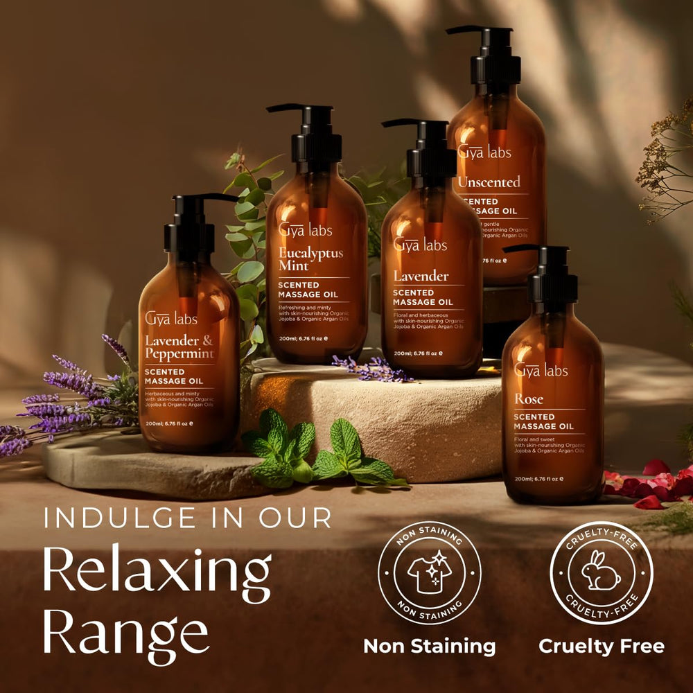 Gya Labs calming massage oil packaging showing 6.76 fl oz size