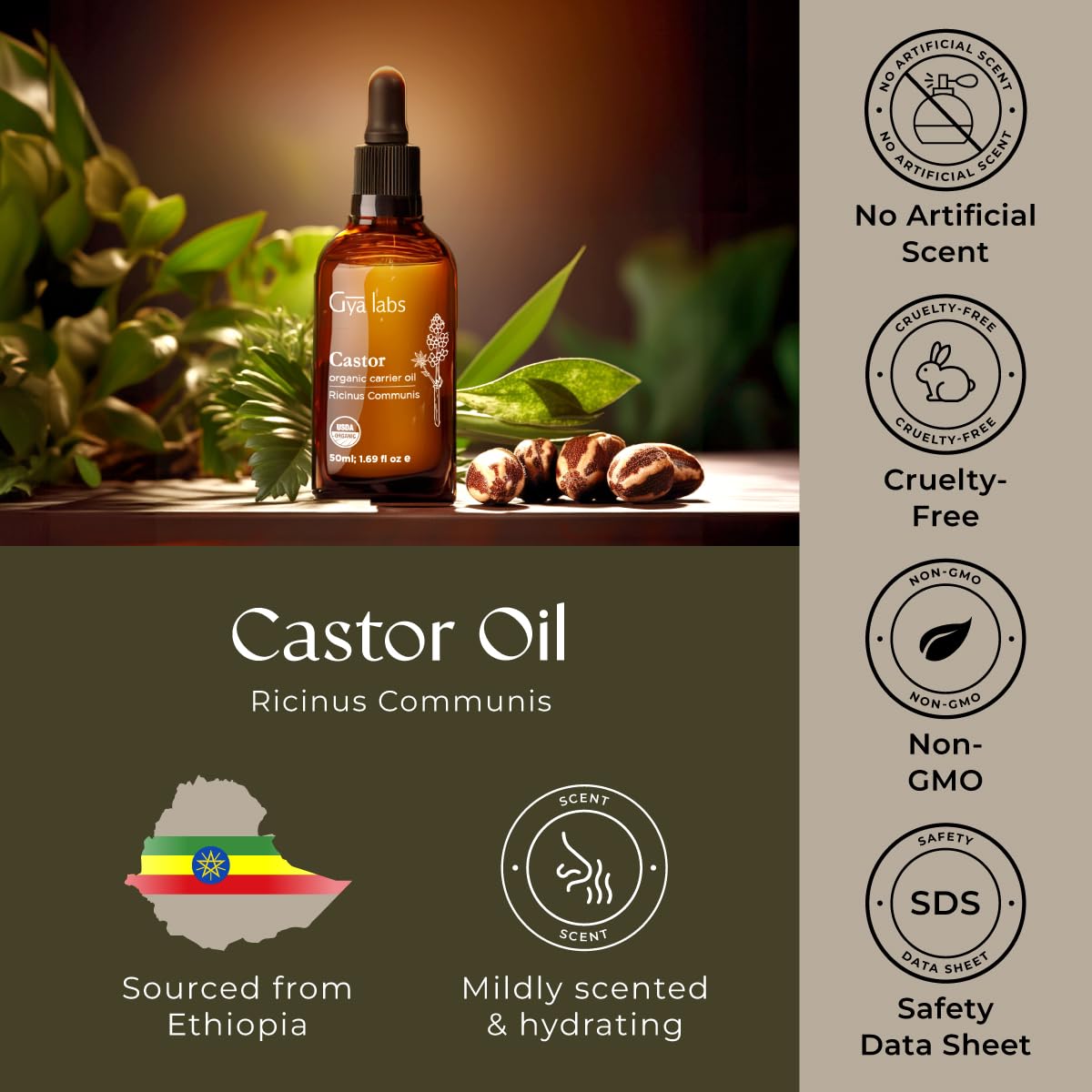 Gya Labs Castor Oil blends with essential oils for personalized care