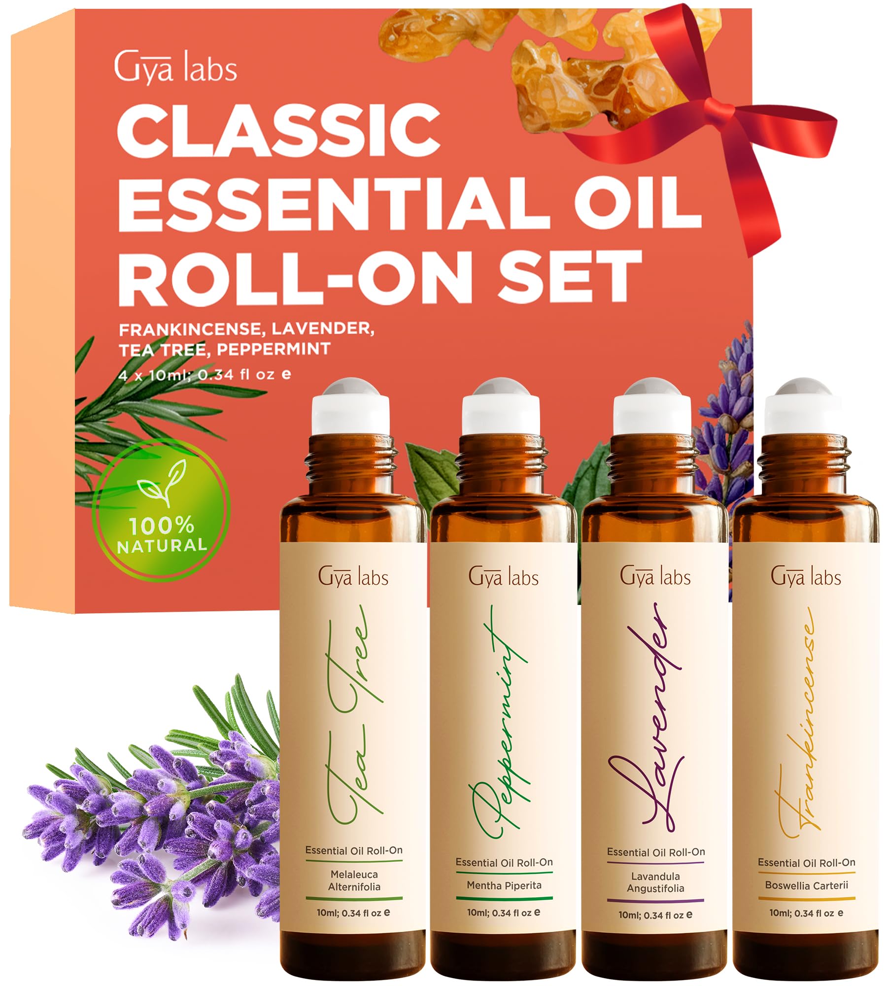 Gya Labs Classic Roll-On Set frankincense roller for grounding aromatherapy on the go.