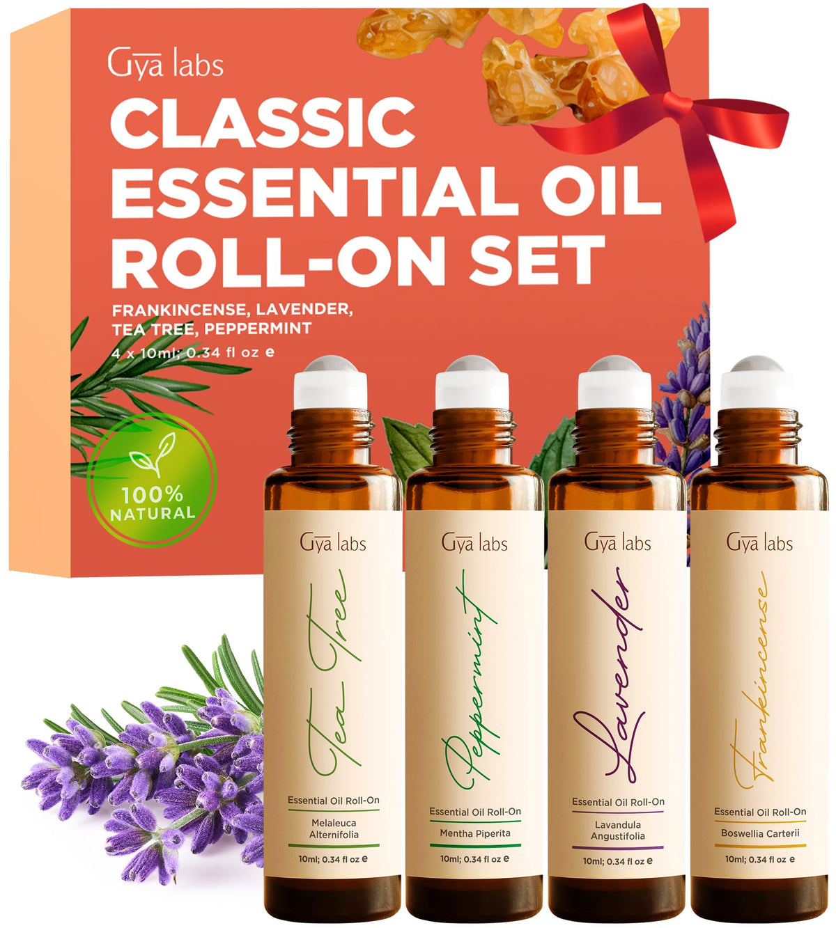 Gya Labs Classic Roll-On Set frankincense roller for grounding aromatherapy on the go.