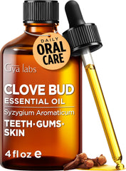 Gya Labs Clove Bud Oil bottle with pure Indonesian clove for aromatherapy and DIY blends.