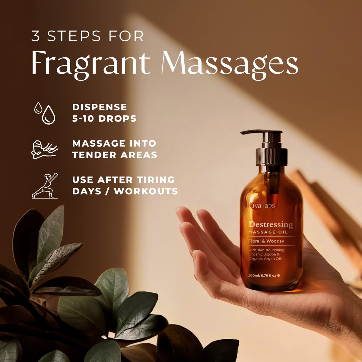 Gya Labs Destressing Massage Oil on skin provides hydration without greasiness