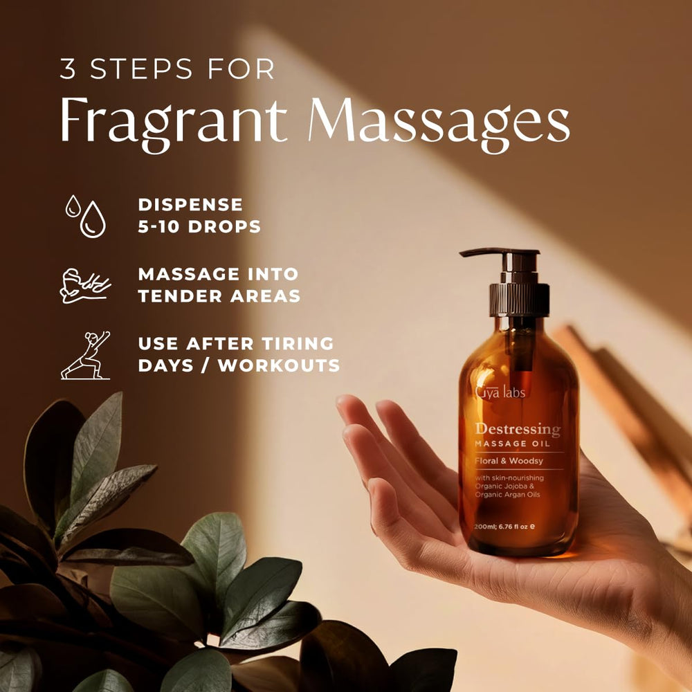 Gya Labs Destressing Massage Oil on skin provides hydration without greasiness