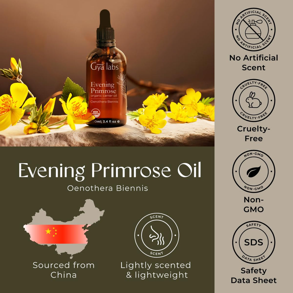 Gya Labs Evening Primrose Oil scalp massage shows calming, nourished roots