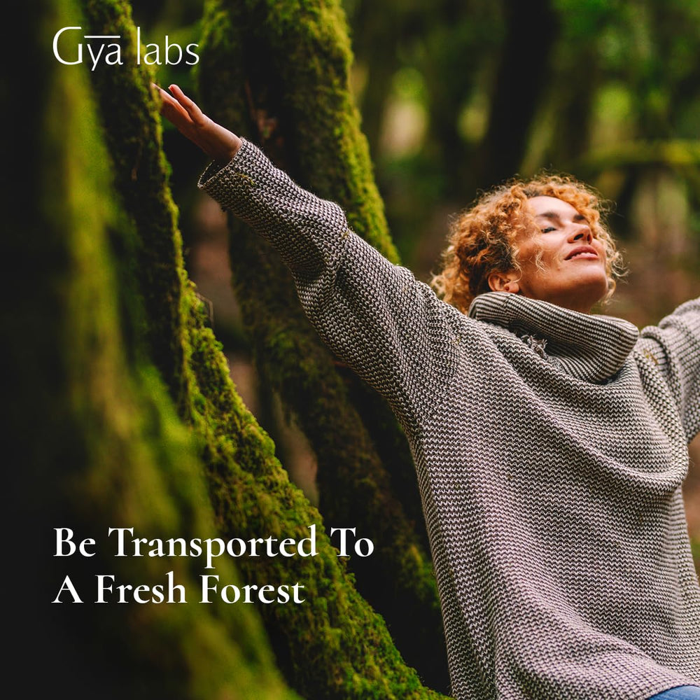 Gya Labs Frosty Forest amber bottle emphasizes purity and cruelty-free packaging