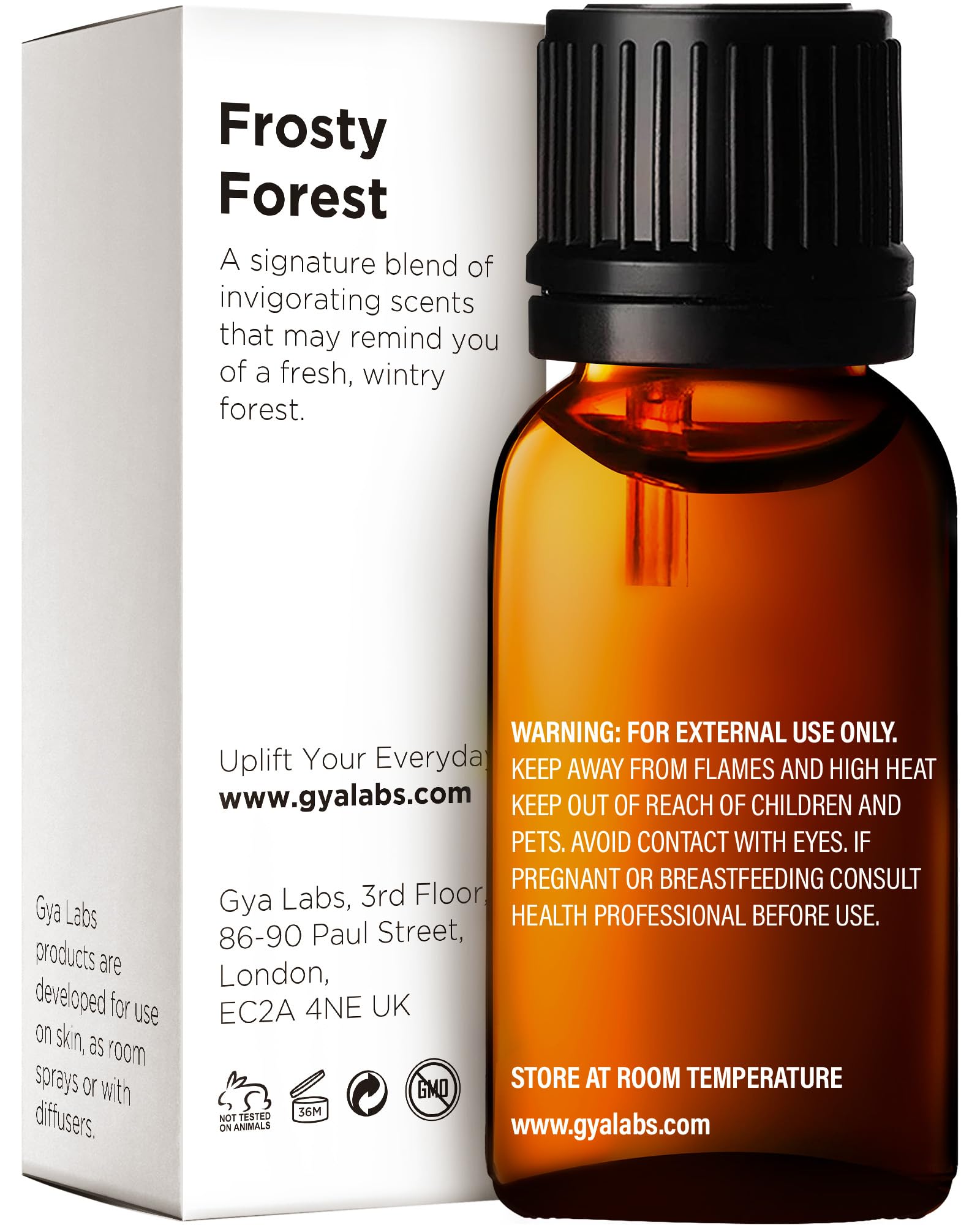 Gya Labs Frosty Forest diffuser image showing a brisk scent in space