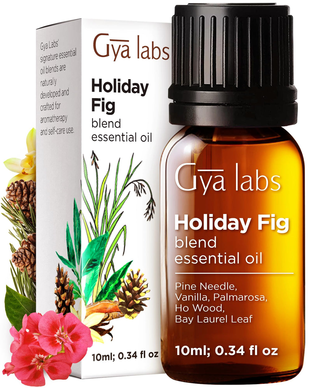 Gya Labs Holiday Fig essential oil bottle for diffuser use with festive aroma.