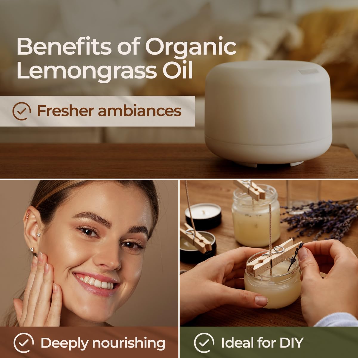 Gya Labs lemongrass oil added to DIY candles for aroma.
