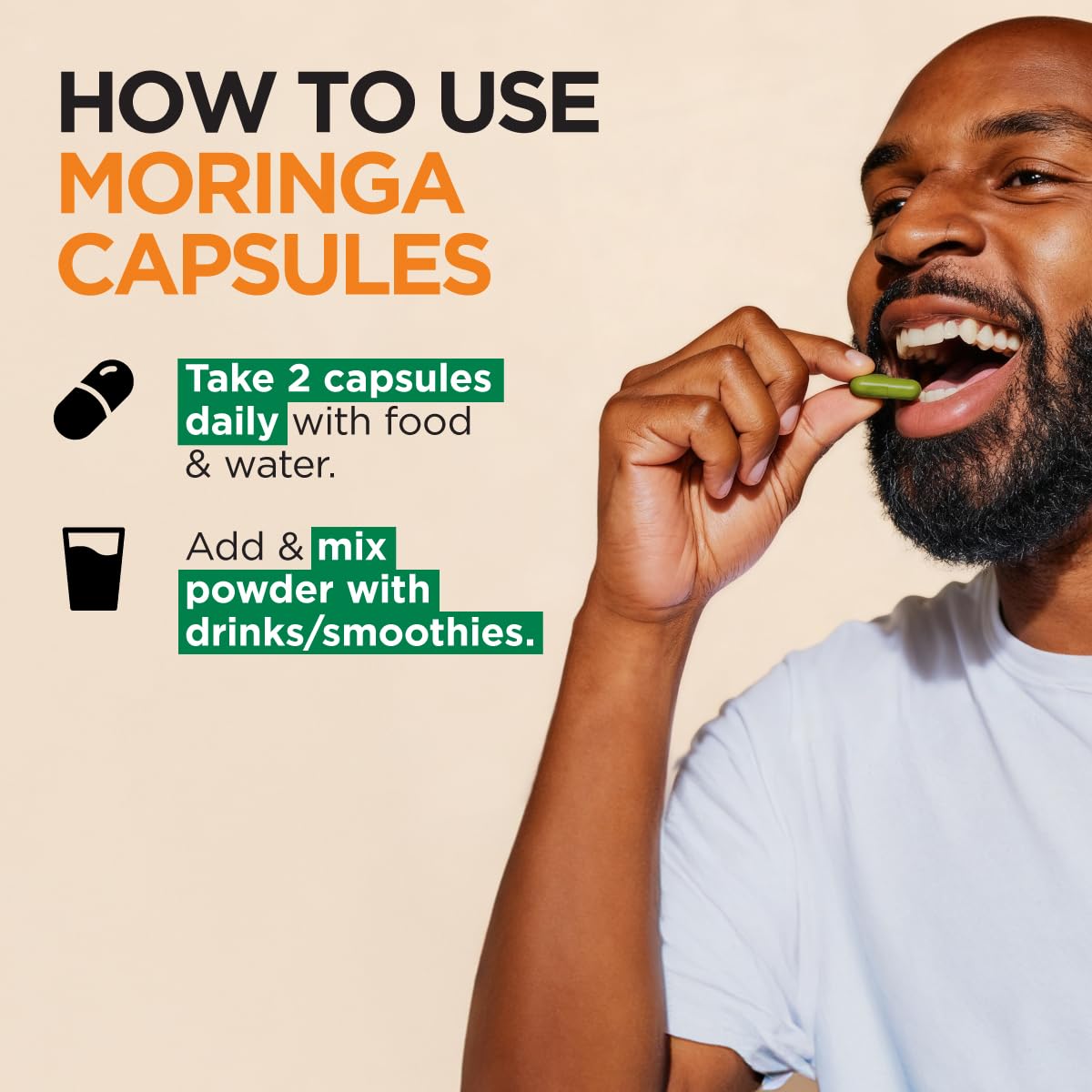 Gya Labs Moringa leaves highlight natural source for daily vitality.