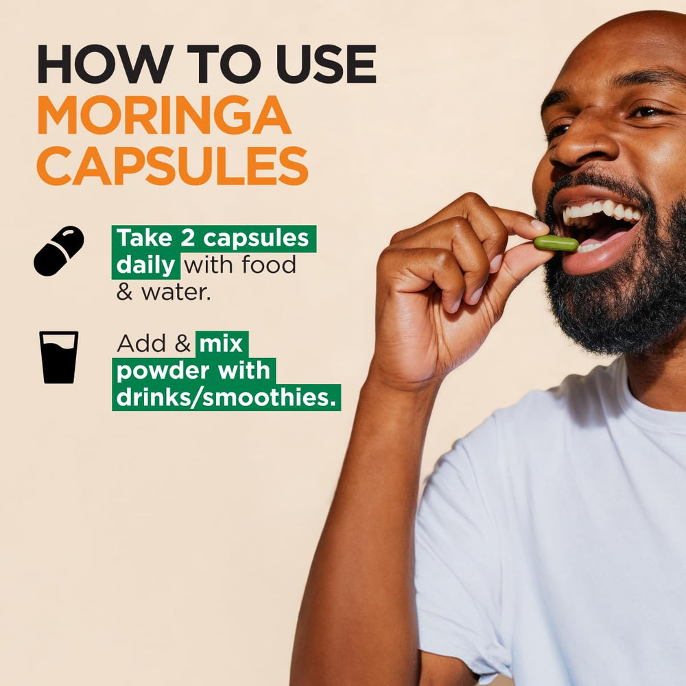 Gya Labs Moringa leaves highlight natural source for daily vitality.