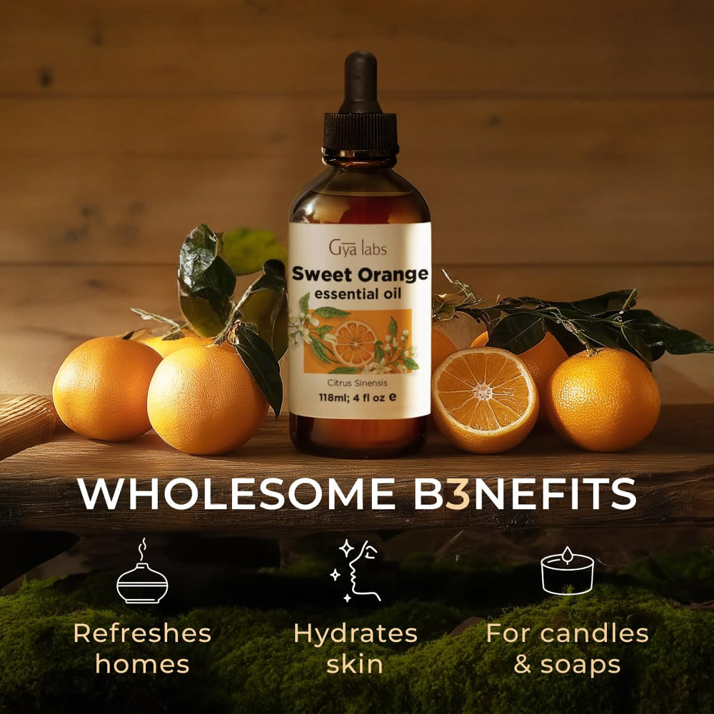 Gya Labs Orange Essential Oil bottle showcasing premium packaging
