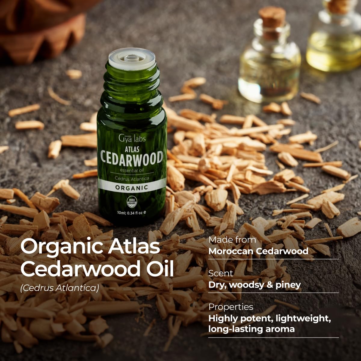 Gya Labs cedarwood oil used with shampoo for thicker-looking hair