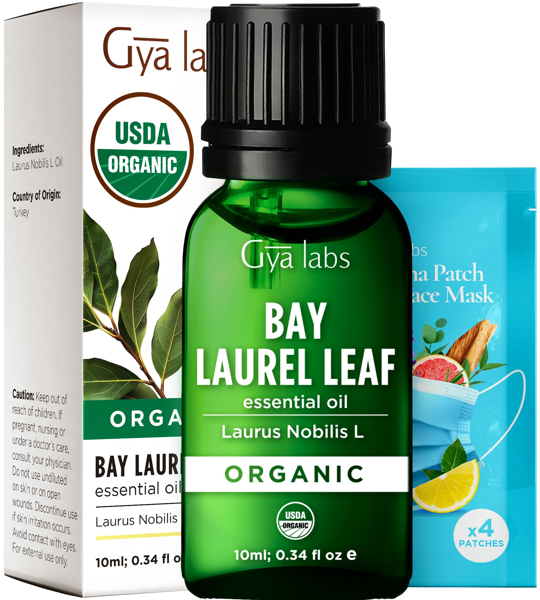 Gya Labs Organic Bay Leaf Oil bottle shown for diffusion and calm ambience