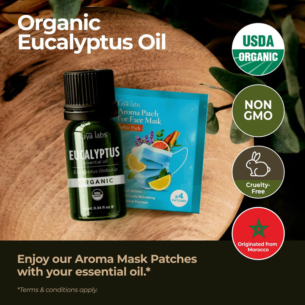 Gya Labs Organic Eucalyptus Oil applied to skin for a clearer-looking appearance.