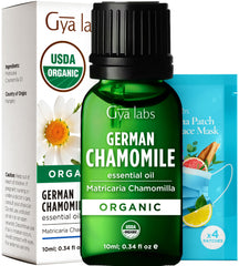Gya Labs Organic German Chamomile oil bottle for a calming aroma