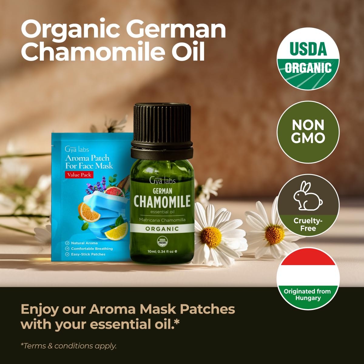 Gya Labs chamomile oil diffuser setup promoting a tranquil home environment