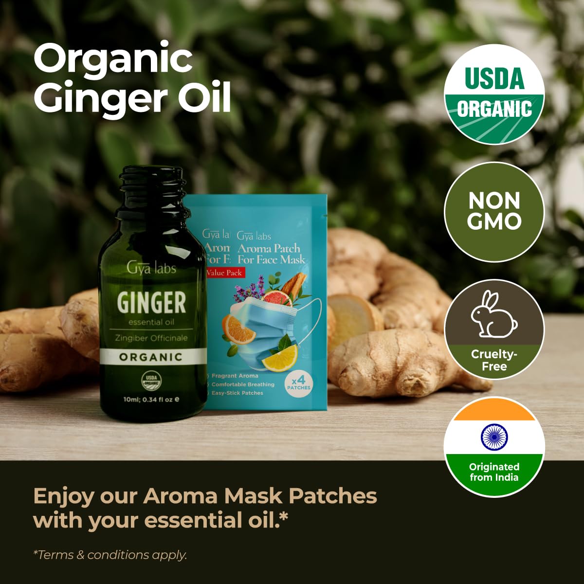 Gya Labs ginger essential oil used in diffusers for a soothing ambience.