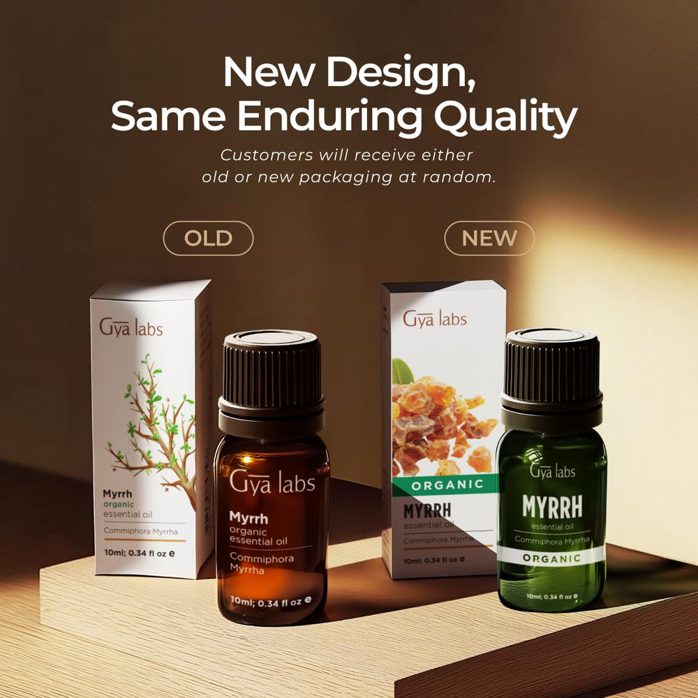 Gya Labs Organic Myrrh oil candle making shot invites creative projects.