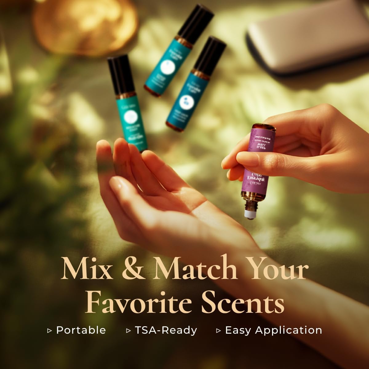 Gya Labs travel-size roll-on fits pockets for instant relief.