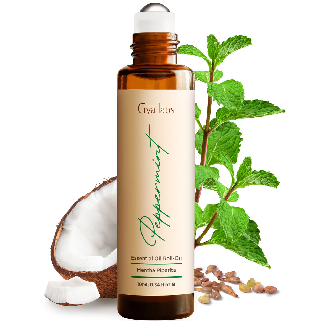 Gya Labs Peppermint Roll-On bottle ready for travel and on-the-go scent boost.
