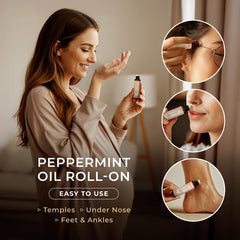 Gya Labs Peppermint Roll-On on wrists delivering minty aroma during outdoor moments.