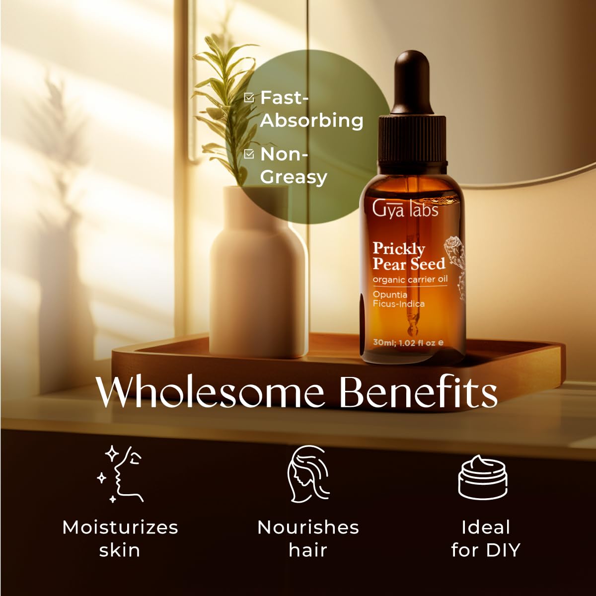 Gya Labs Prickly Pear Seed Oil close-up reveals premium unrefined shine