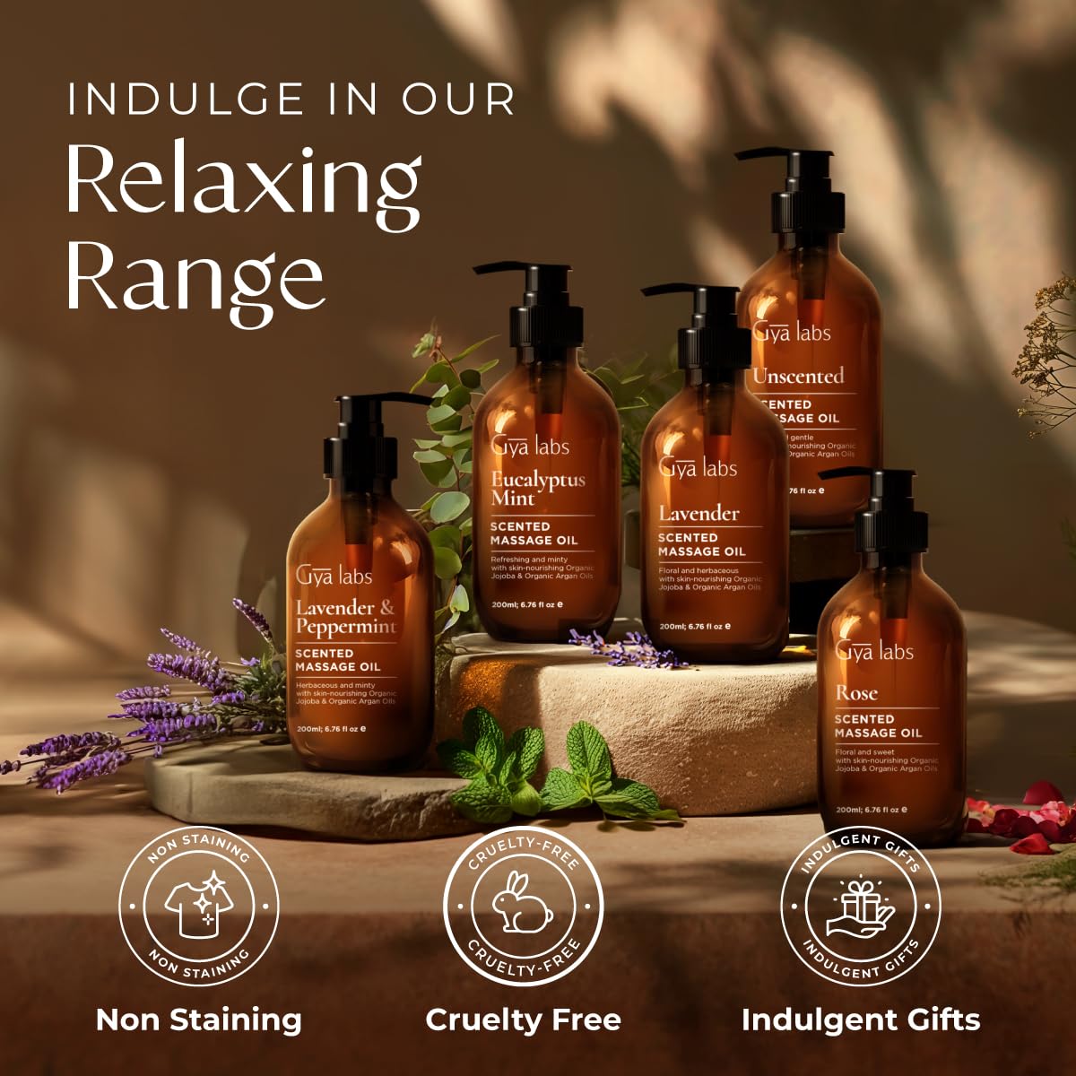 Gya Labs Relaxing Massage Oil absorbed to leave skin soft after use
