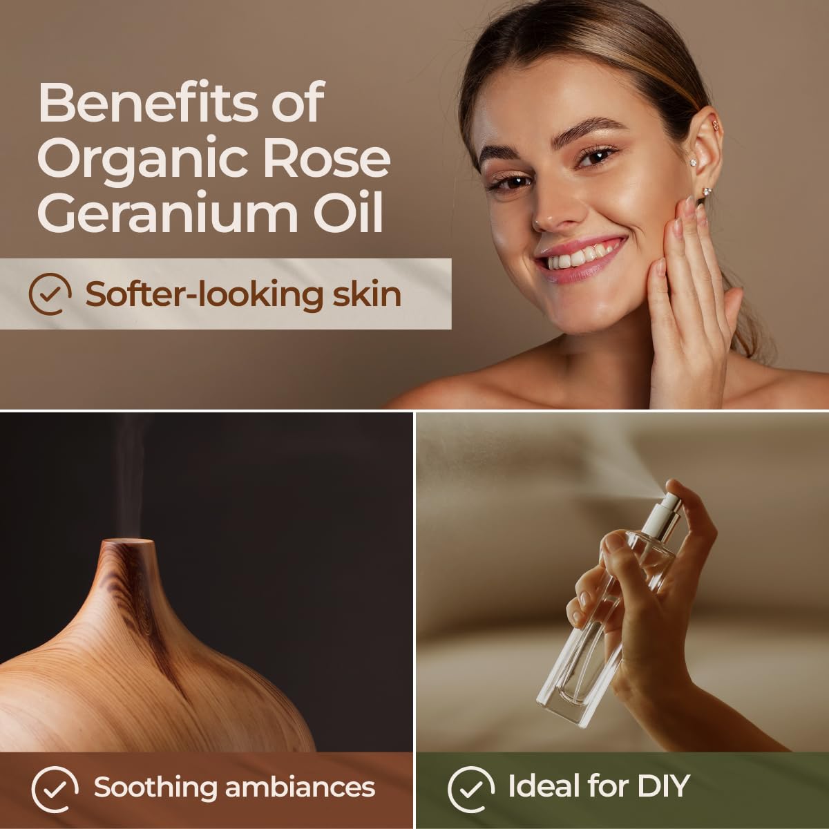 Gya Labs Rose Geranium Oil DIY spray bottle setup for freshness.