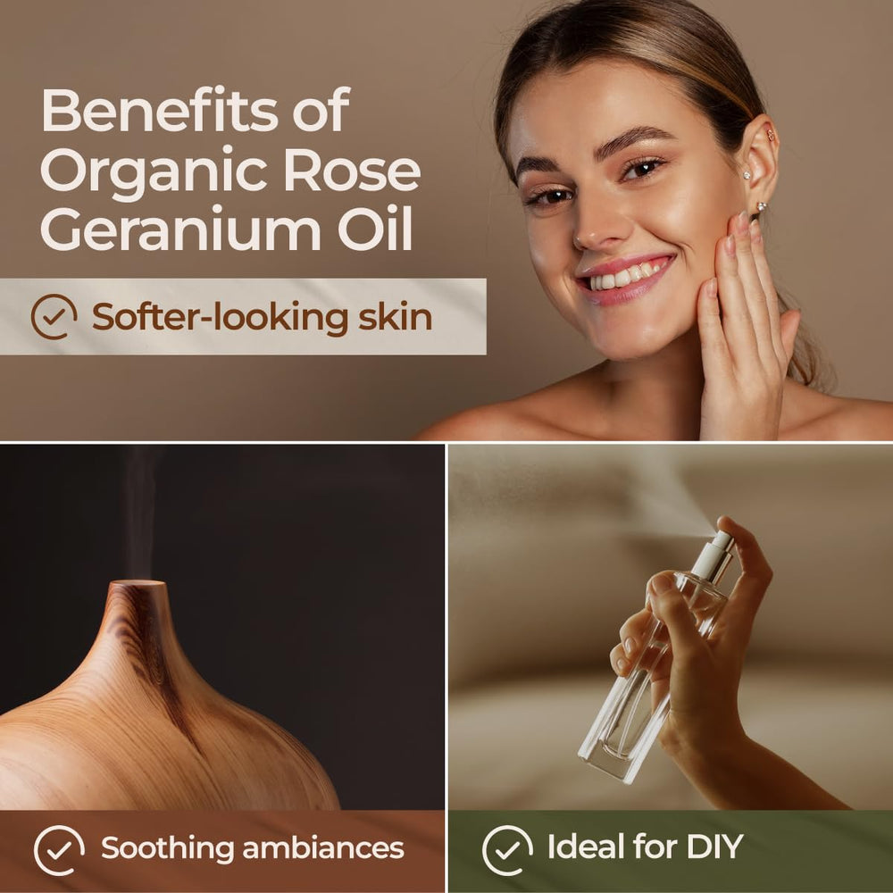 Gya Labs Rose Geranium Oil DIY spray bottle setup for freshness.